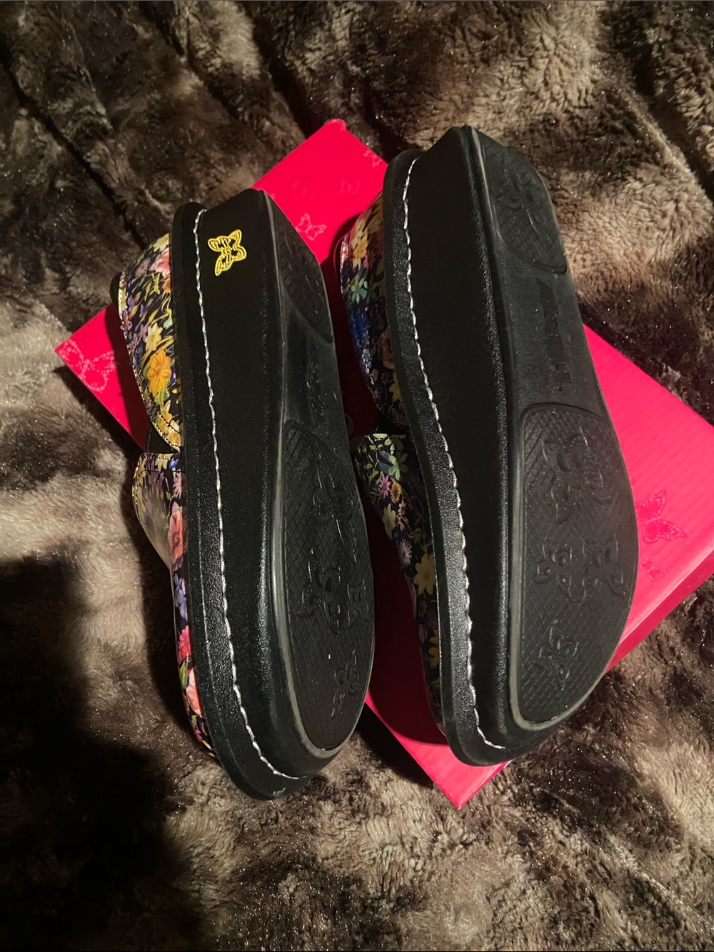 Alegria Black Floral Slip-On Clogs - Picture 8 of 13